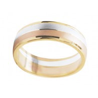 Argolla en tres oros de 14k blanco, rojo y amarillo de 6g